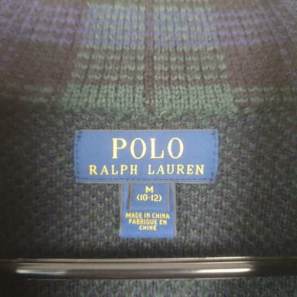Vtg Polo Ralph Lauren cardigan sweater 100% merino wool, for children sz M 10/12 - Picture 8 of 11
